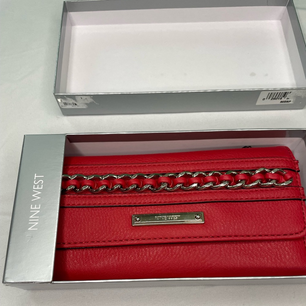 Nine West Tri Fold Red Wallet Gift Set